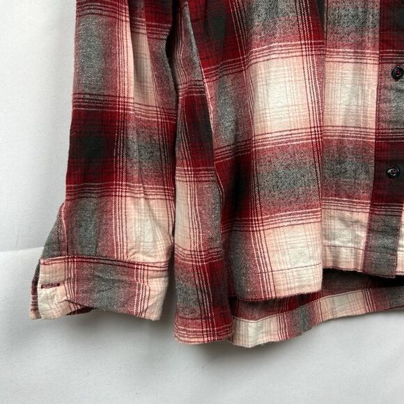 Pendleton Red and gray plaid button front flannel shirt with tab collar size med - Picture 4 of 10